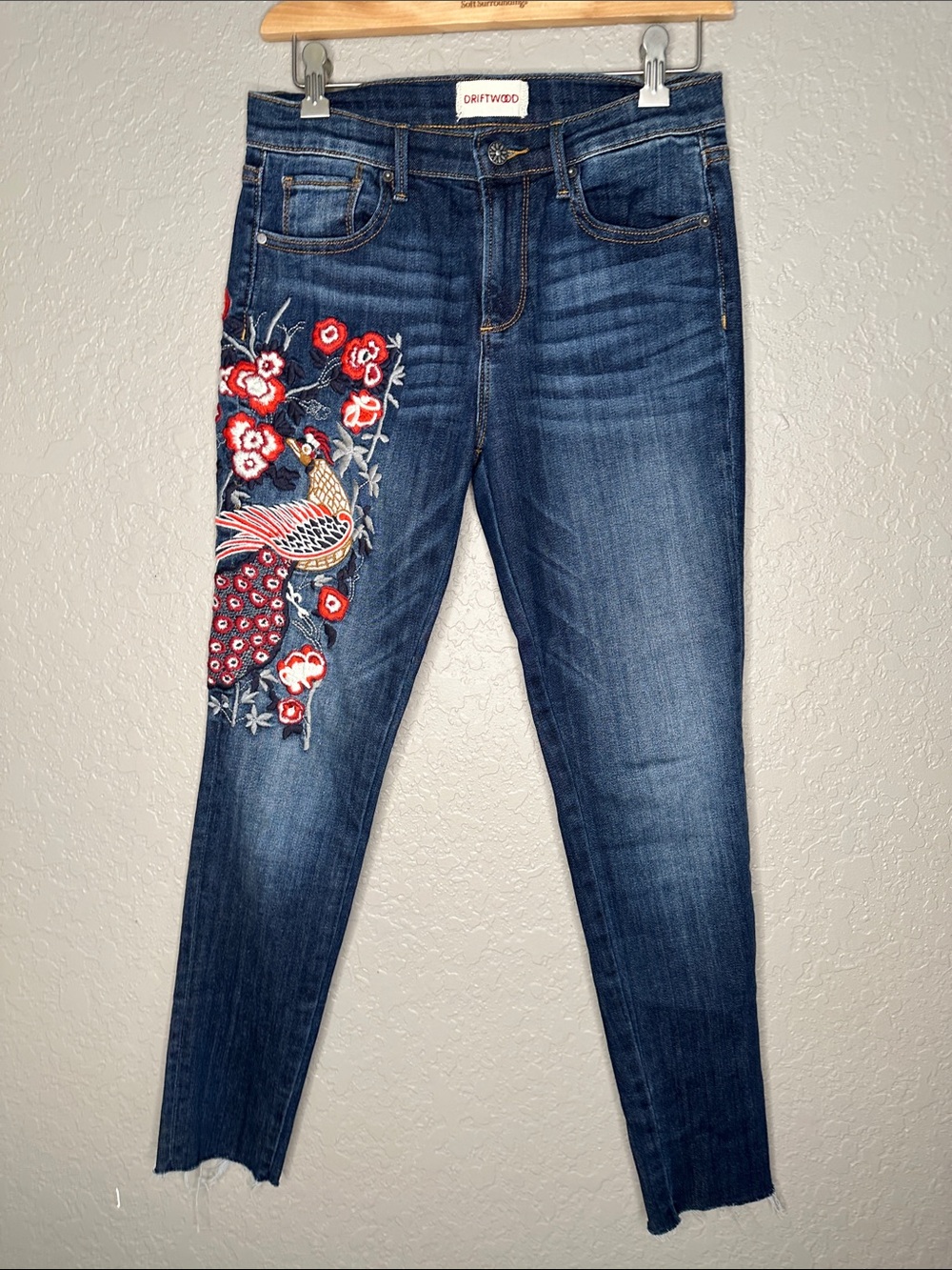 Driftwood Jackie Bird Floral Embroidered skinny jeans